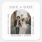 Moderne bruiloft foto Opslaan Datum Vierkante Sticker (Voorkant)