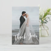 Moderne bruiloft foto overlay 2 foto eenvoudig bedankkaart (Staand voorkant)