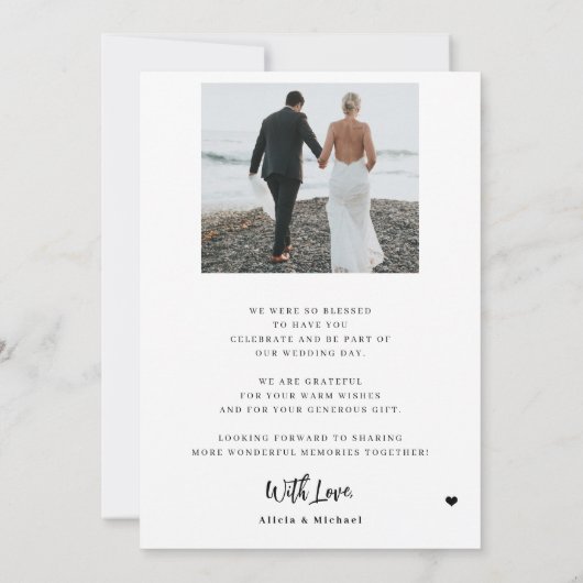 Moderne bruiloft foto overlay 2 foto eenvoudig bedankkaart (Achterkant)
