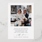 Moderne bruiloft Foto Roos Gold Foil Hartelijk dan Folie Uitnodiging (Achterkant)