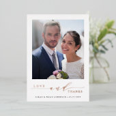 Moderne bruiloft Foto Roos Gold Foil Hartelijk dan Folie Uitnodiging (Staand Voorkant)