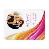 Moderne bruiloft -Foto-Roze Sinaasappel- Geel Magneet (Horizontaal)