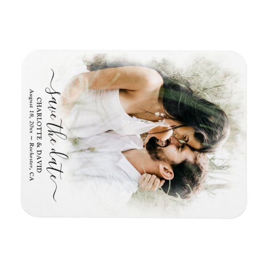 Moderne bruiloft foto slaat de datum op magneet (Horizontaal)