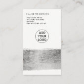 Moderne bruiloft foto zilveren borstelslag visitekaartje (Achterkant)