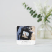 Moderne bruiloft fotograaf vierkante visitekaartje (Staand voorkant)