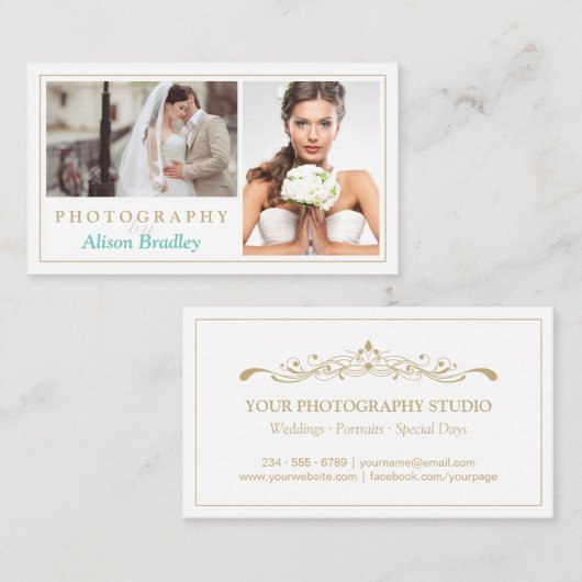 Moderne bruiloft fotografie Studio elegant stijlvo Visitekaartje (Voorkant / Achterkant)