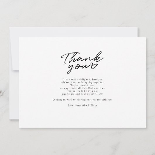 Moderne bruiloft fotoscript bedankkaart (Achterkant)