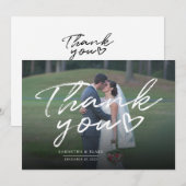 Moderne bruiloft fotoscript bedankkaart (Voorkant / Achterkant)