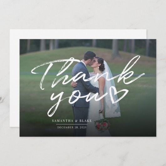 Moderne bruiloft fotoscript bedankkaart (Voorkant / Achterkant)