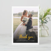 Moderne bruiloft fotoscript bedankkaart (Staand voorkant)