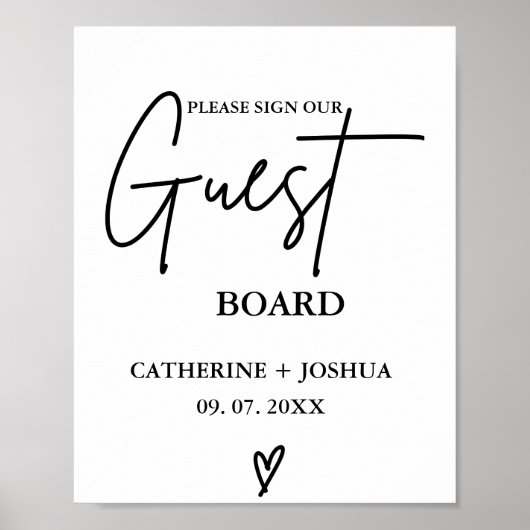 Moderne bruiloft Gastenbord teken, gastenboek teke Poster (Voorkant)
