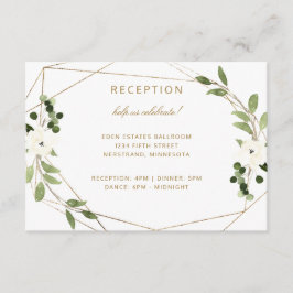 Moderne Bruiloft Geometrische Waterverf Groen Hout Informatiekaartje