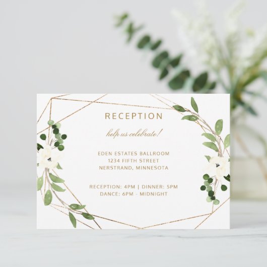 Moderne Bruiloft Geometrische Waterverf Groen Hout Informatiekaartje (Staand voorkant)