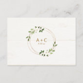 Moderne Bruiloft Geometrische Waterverf Groen Hout Informatiekaartje (Achterkant)