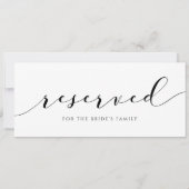 Moderne bruiloft Gereserveerde Kaart Sign Calligra (Achterkant)
