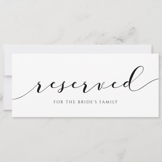 Moderne bruiloft Gereserveerde Kaart Sign Calligra (Achterkant)