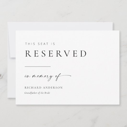 Moderne bruiloft gereserveerde zitplaats ter naged (Voorkant)