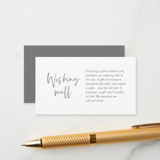 Moderne bruiloft goed, geld, grijs E Informatiekaartje (Voorkant / Achterkant in situ)