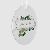 Moderne bruiloft groen paar namen Elegant goud Ornament (voorkant)