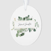Moderne bruiloft groen paar namen Elegant goud Ornament (voorkant)