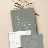 Moderne Bruiloft Groene Sage Details Behuizing Kaa Informatiekaartje