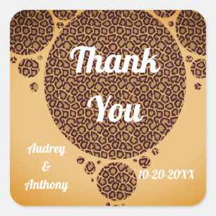 Moderne bruiloft groot vlees van wilde katten Dank Vierkante Sticker