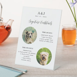 Moderne bruiloft handtekening cocktail Menu Twee f Reclamebord Met Voetstuk