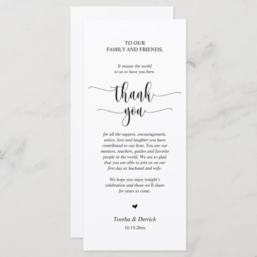 Moderne bruiloft in een binnenste plaats Hartelijk Programmakaart (Voorkant / Achterkant)