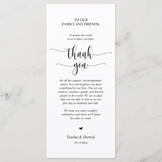 Moderne bruiloft in een binnenste plaats Hartelijk Programmakaart (Voorkant)