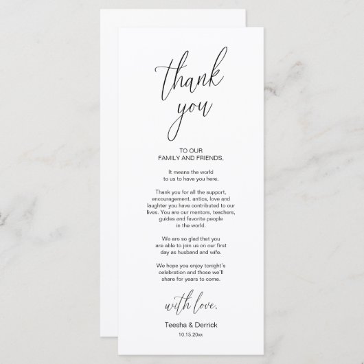 Moderne bruiloft in een binnenste plaats Hartelijk Programmakaart (Voorkant / Achterkant)