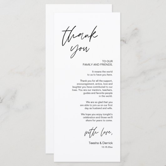 Moderne bruiloft in een binnenste plaats Hartelijk Programmakaart (Voorkant / Achterkant)