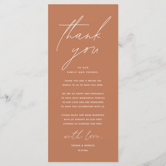 Moderne bruiloft in een binnenste plaats Hartelijk Programmakaart (Voorkant)