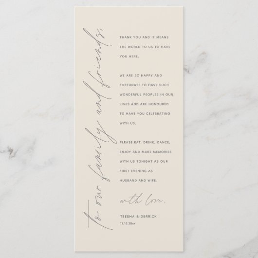 Moderne bruiloft in een binnenste plaats Hartelijk Programmakaart (Voorkant)