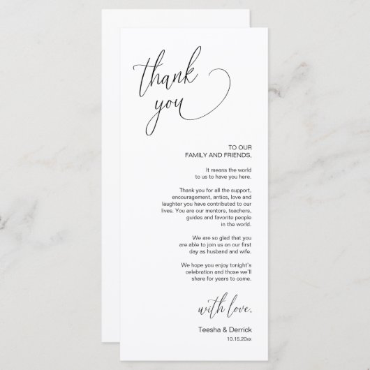 Moderne bruiloft in een binnenste plaats Hartelijk Programmakaart (Voorkant / Achterkant)