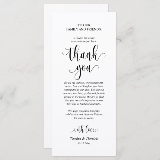 Moderne bruiloft in een binnenste plaats Hartelijk Programmakaart (Voorkant / Achterkant)