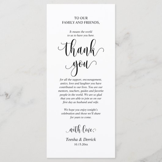 Moderne bruiloft in een binnenste plaats Hartelijk Programmakaart (Voorkant)