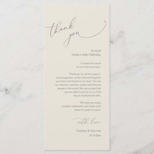 Moderne bruiloft in een binnenste plaats Hartelijk Programmakaart (Voorkant)