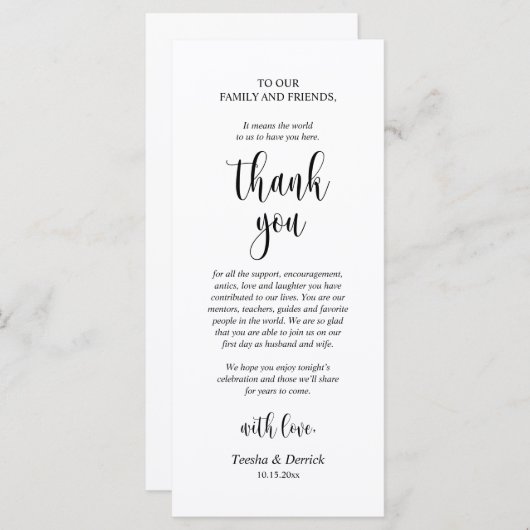 Moderne bruiloft in een binnenste plaats Hartelijk Programmakaart (Voorkant / Achterkant)