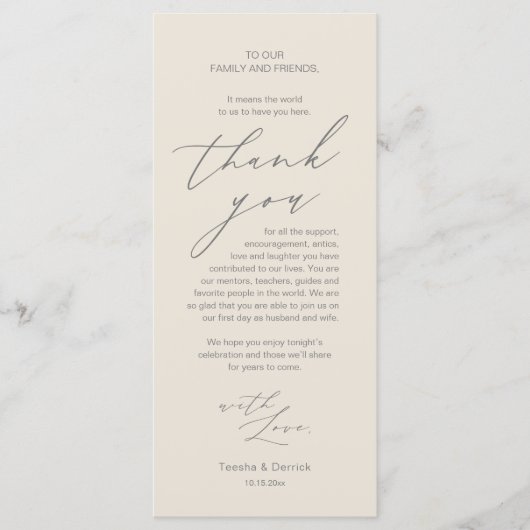 Moderne bruiloft in een binnenste plaats Hartelijk Programmakaart (Voorkant)