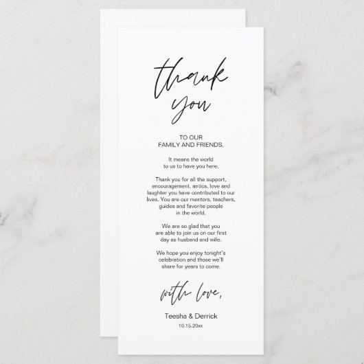 Moderne bruiloft in een binnenste plaats Hartelijk Programmakaart (Voorkant / Achterkant)