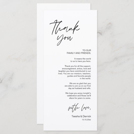 Moderne bruiloft in een binnenste plaats Hartelijk Programmakaart (Voorkant / Achterkant)