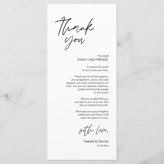 Moderne bruiloft in een binnenste plaats Hartelijk Programmakaart (Voorkant)