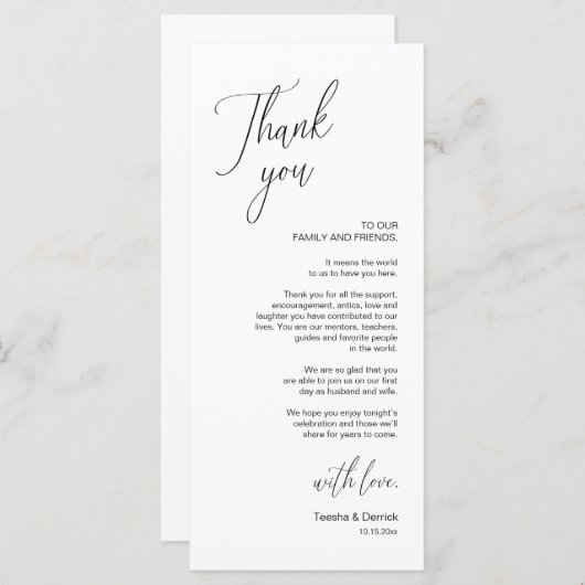 Moderne bruiloft in een binnenste plaats Hartelijk Programmakaart (Voorkant / Achterkant)