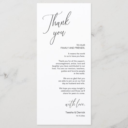 Moderne bruiloft in een binnenste plaats Hartelijk Programmakaart (Voorkant)