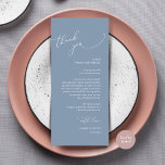 Moderne bruiloft in een binnenste plaats Hartelijk Programmakaart<br><div class="desc">Introductie van de perfecte finishing touch aan uw huwelijksreceptie - onze elegante romantische stoffige blauwe bruiloft Dank u Plaats Kaarten, met kaarttitel "Dank u" ! Ontworpen om uw oprechte waardering uit te drukken voor de aanwezigheid van elke gast op uw speciale dag, zijn deze kaarten de ideale manier om een...</div>