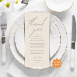 Moderne bruiloft in een binnenste plaats Hartelijk Programmakaart<br><div class="desc">Dit is de Modern bewerkbare kaart, in minimalistisch script ontwerp, crème grijs thema, bruiloftsdiner / brunch / lunchviering Place Setting Thank You Cards. Deel de liefde en het show van uw waardering voor uw gasten, wanneer ze gaan zitten aan hun stoel en lees deze gepersonaliseerde charmante bedankplaats instellingskaart. Het is...</div>