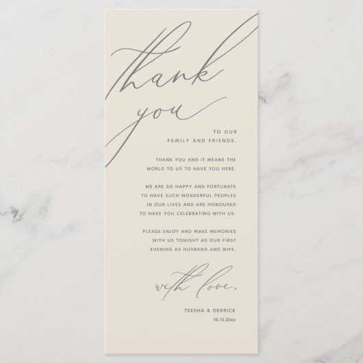 Moderne bruiloft in een binnenste plaats Hartelijk Programmakaart (Voorkant)