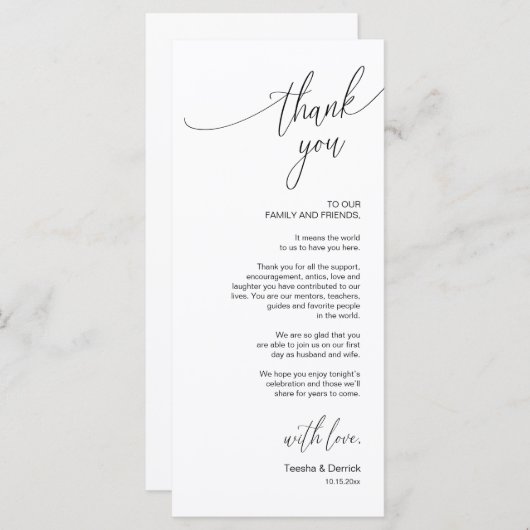 Moderne bruiloft in een binnenste plaats Hartelijk Programmakaart (Voorkant / Achterkant)