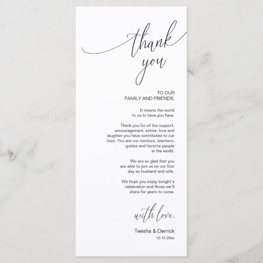 Moderne bruiloft in een binnenste plaats Hartelijk Programmakaart (Voorkant)