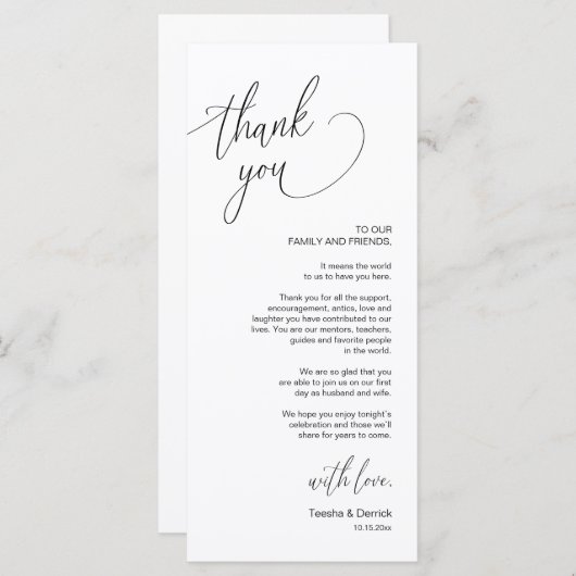 Moderne bruiloft in een binnenste plaats Hartelijk Programmakaart (Voorkant / Achterkant)